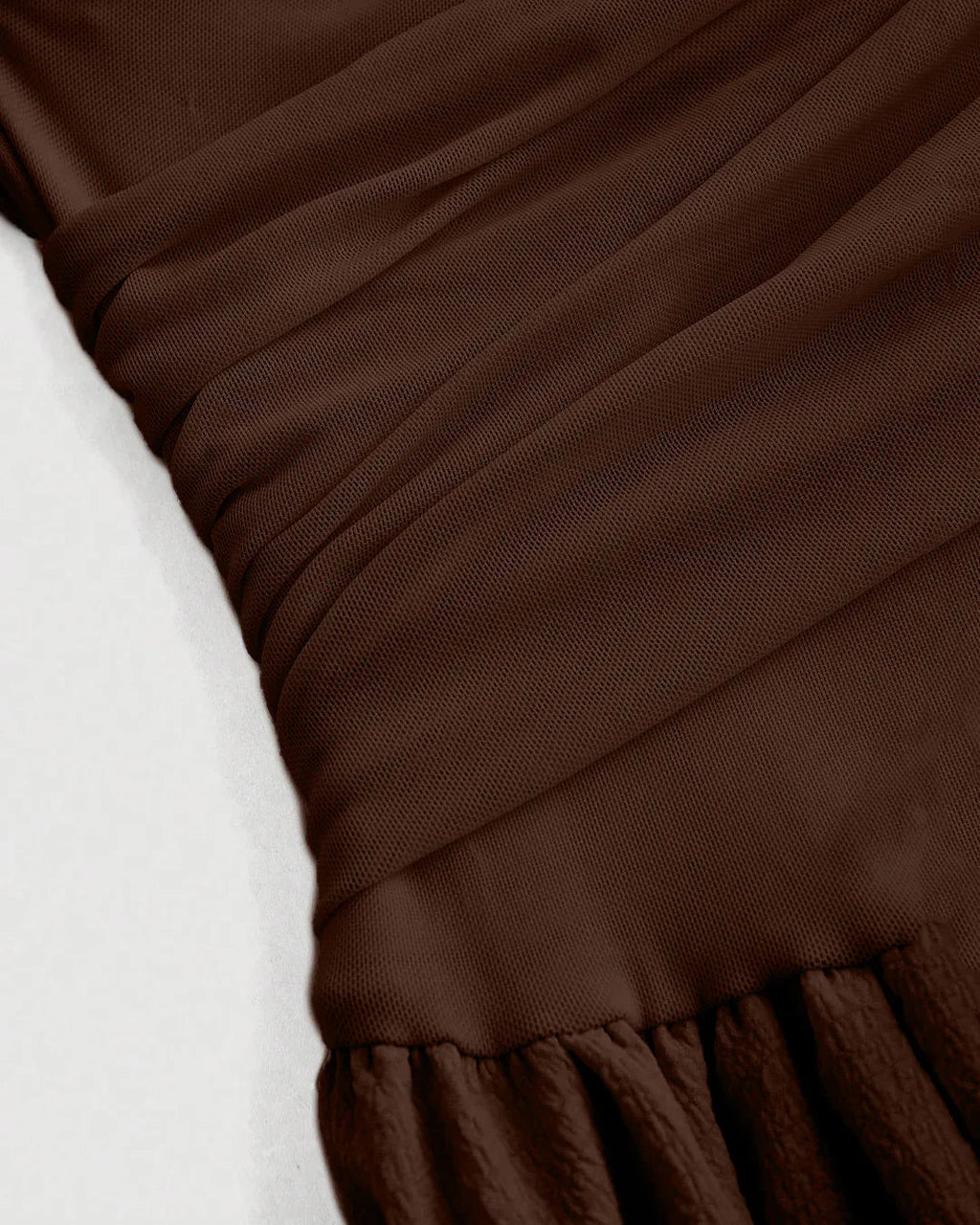 Off-Shoulder Crossover Wrap Mini Dress in Coco