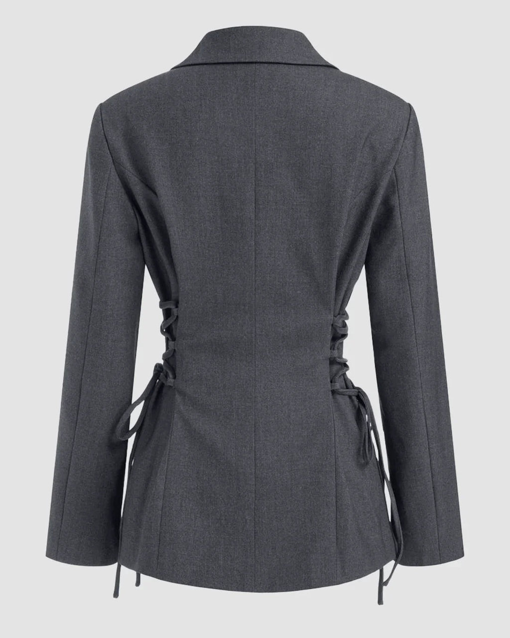 Notch Collar Size Tie Button Oversized Blazer in Dark Grey