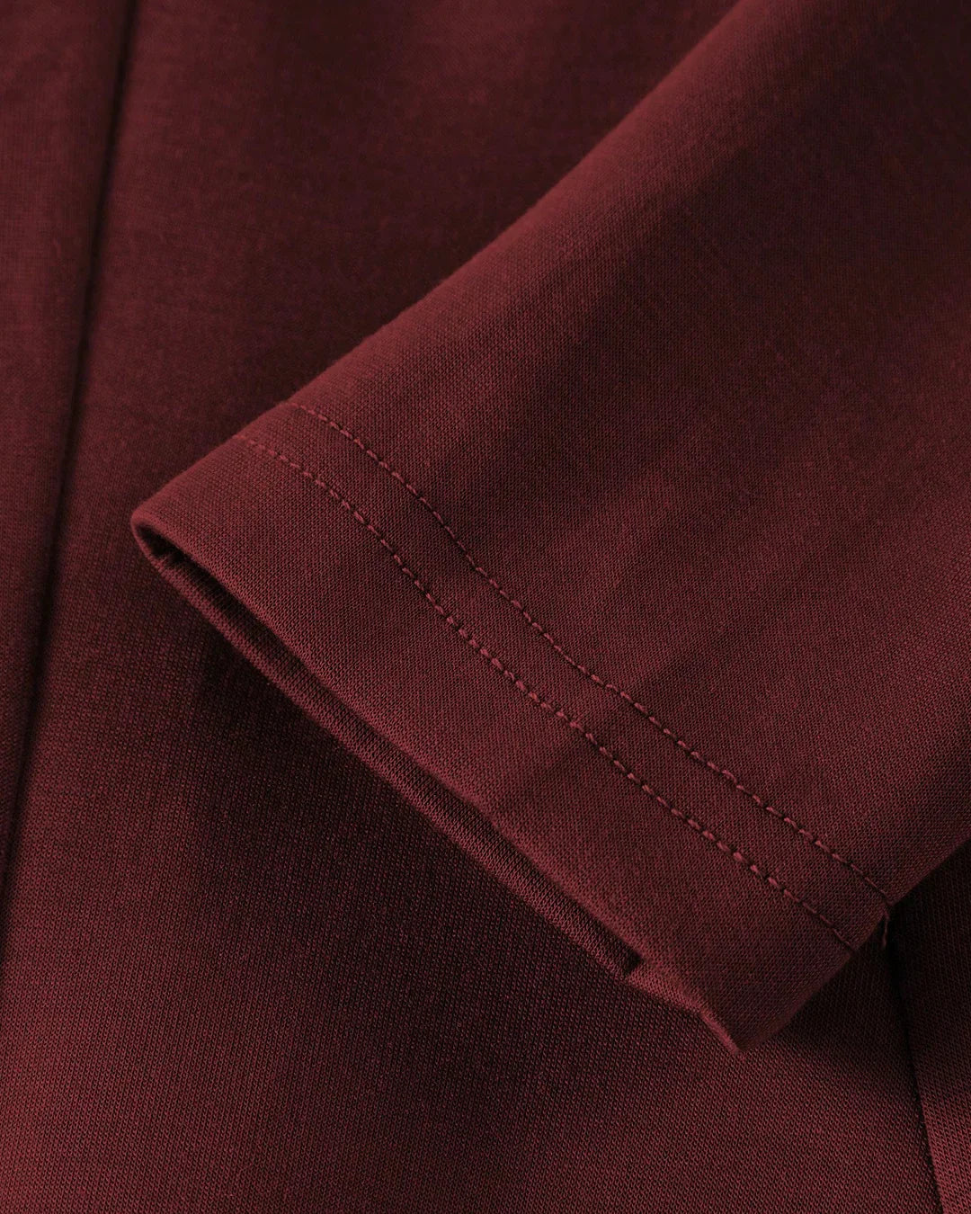 Round Neck Fit & Flare Solid Long Sleeve Midi Dress in Merlot