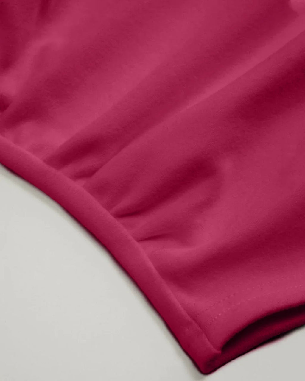 Round Neckline Ruched Long Sleeve Top in Ruby