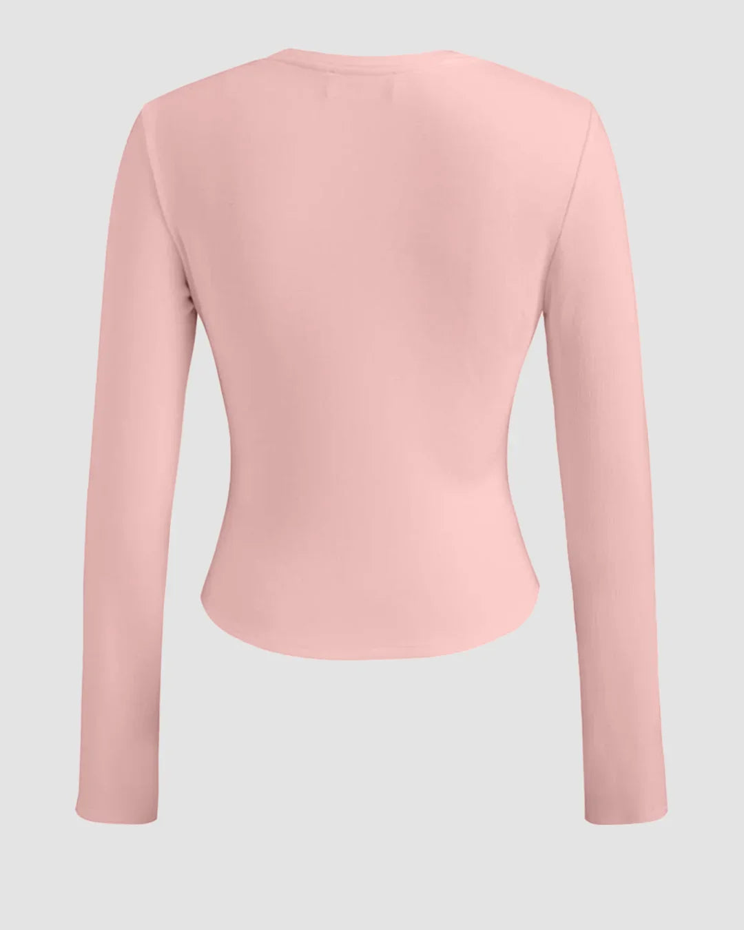 Round Neckline Ruched Long Sleeve Top in Rose