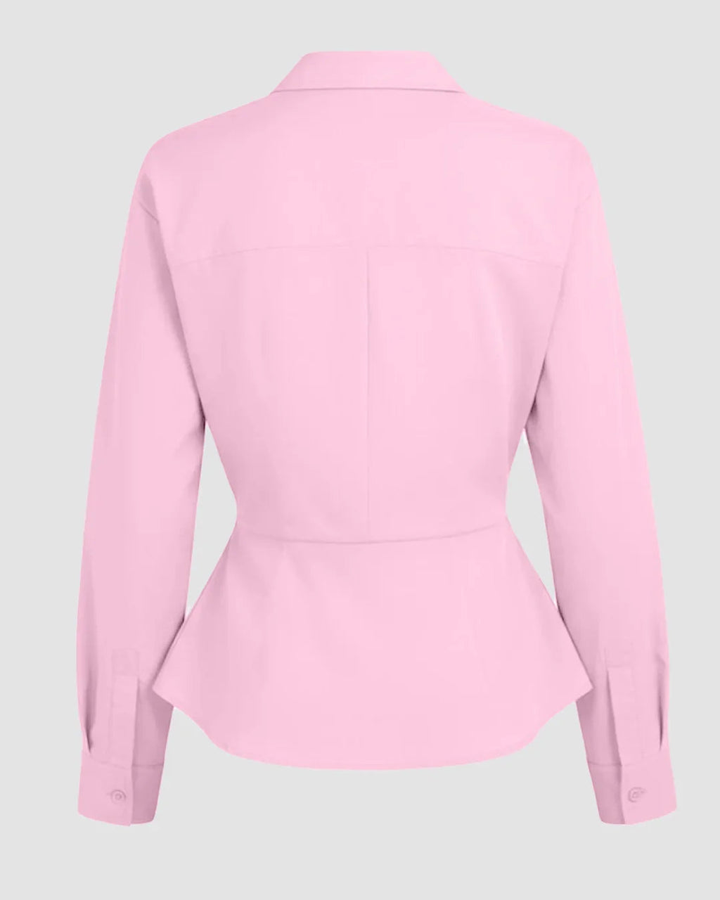 Collar Striped Long Sleeve Shirt in Pink
