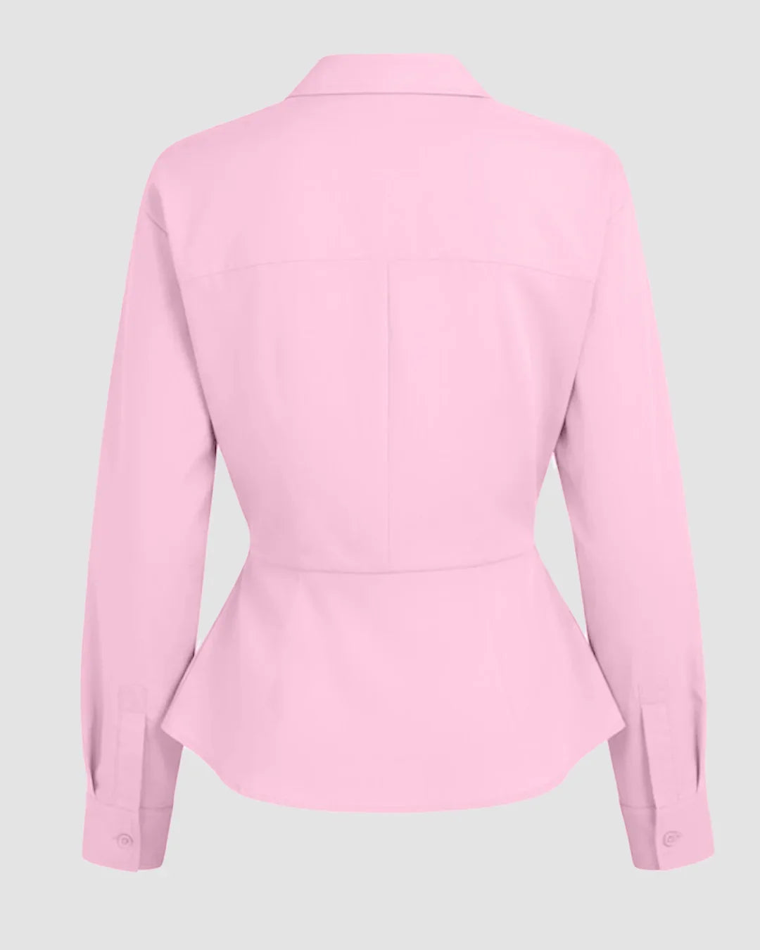 Collar Striped Long Sleeve Shirt in Pink