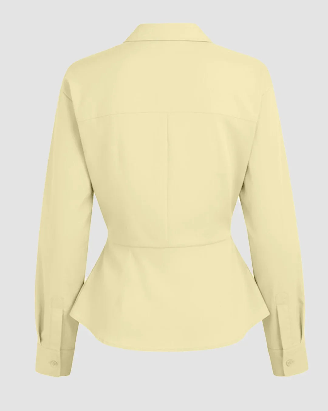 Collar Striped Long Sleeve Shirt in Vanilla