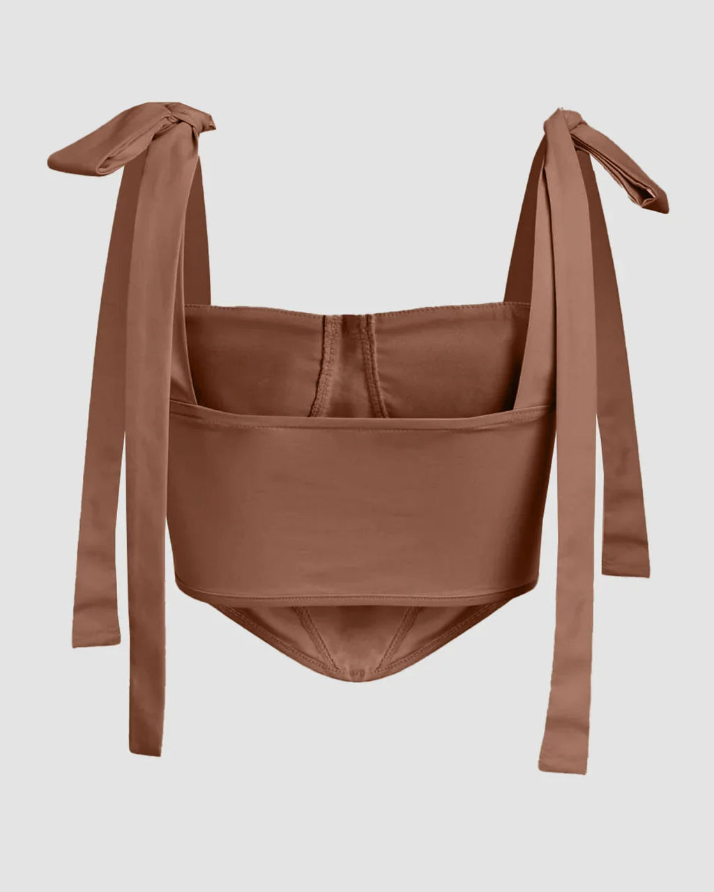 Bow Straps Corset Cami in Brown