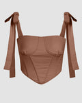 Bow Straps Corset Cami in Brown
