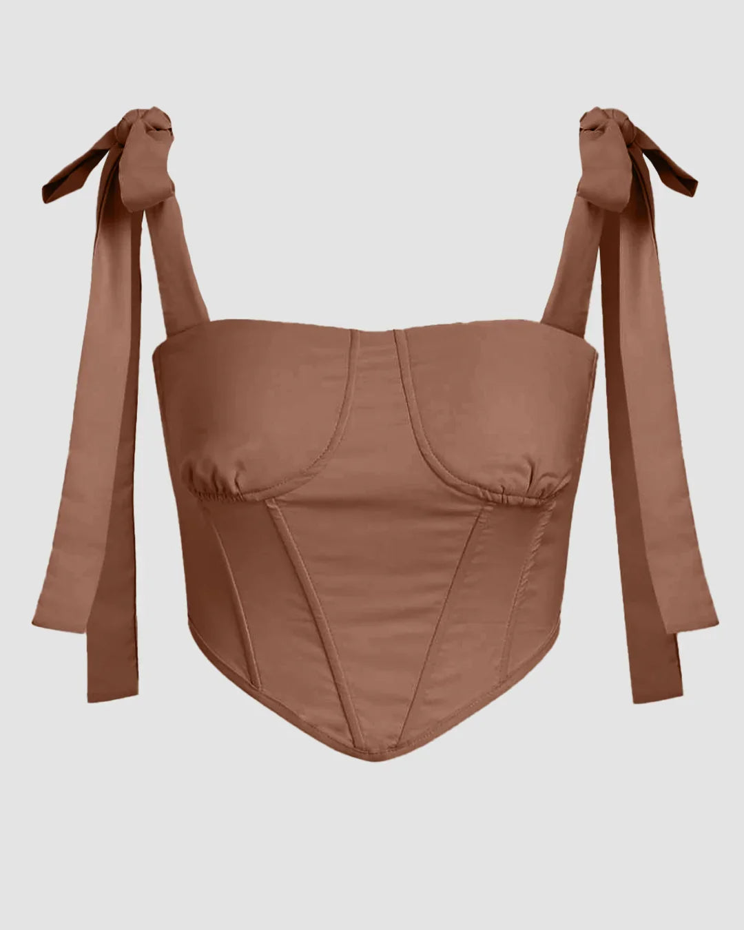 Bow Straps Corset Cami in Brown