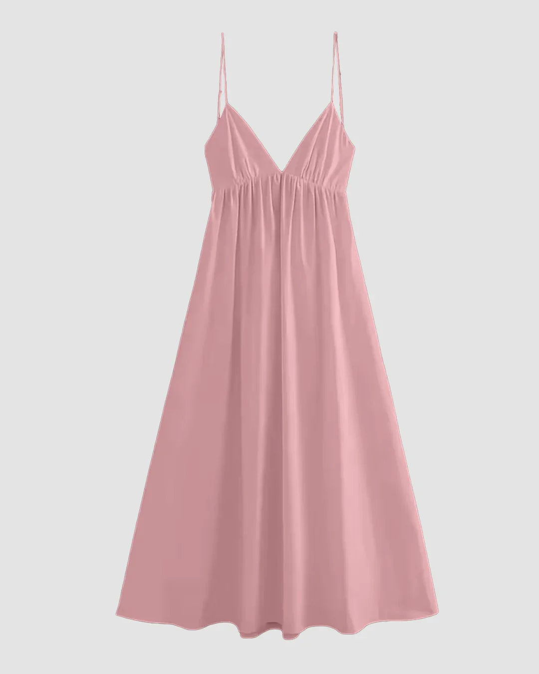 Solid Color Backless Spaghetti Strap Sleeveless Dress in Powder Pink