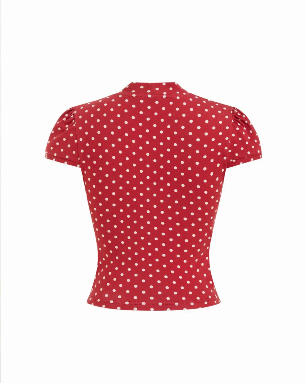 Polka Dot V-neck Puff Sleeve Bowknot Top