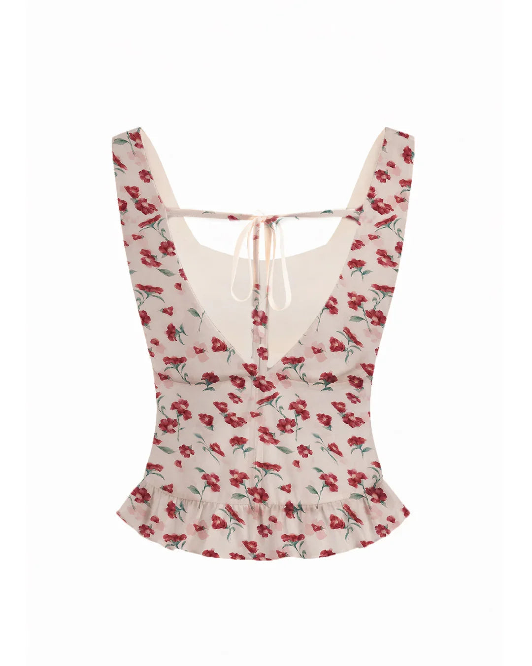 Mesh Cowl Neck Floral Knotted Backless Top