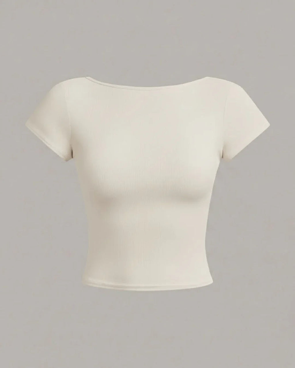 Minimalist Backless Short Sleeve Crop Top in Milky White