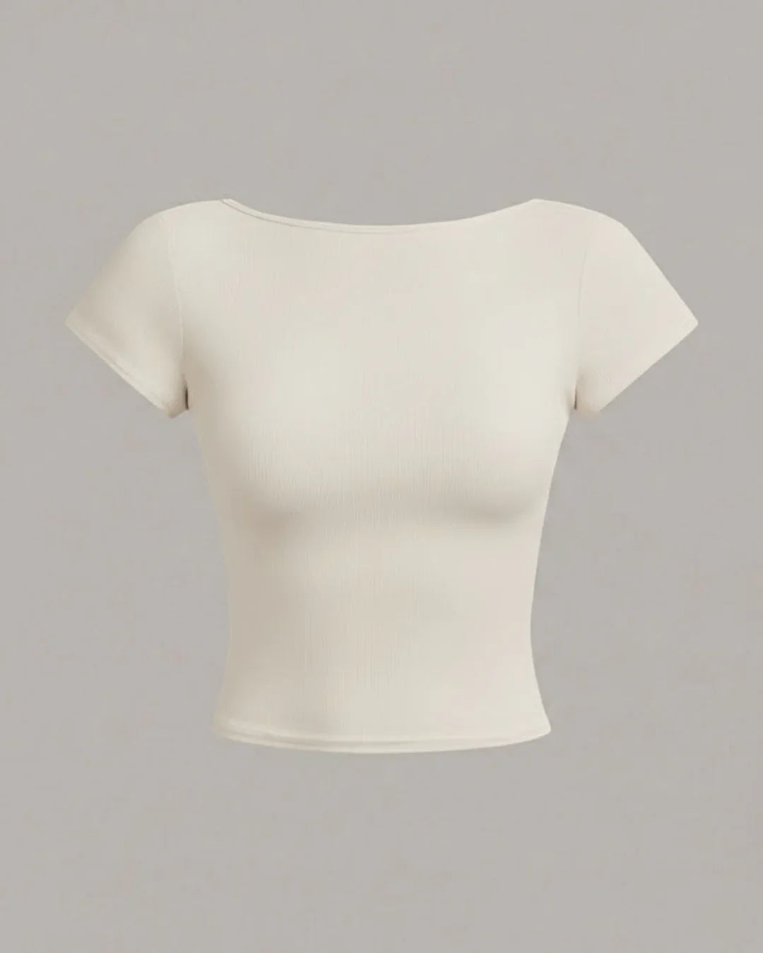 Minimalist Backless Short Sleeve Crop Top in Milky White