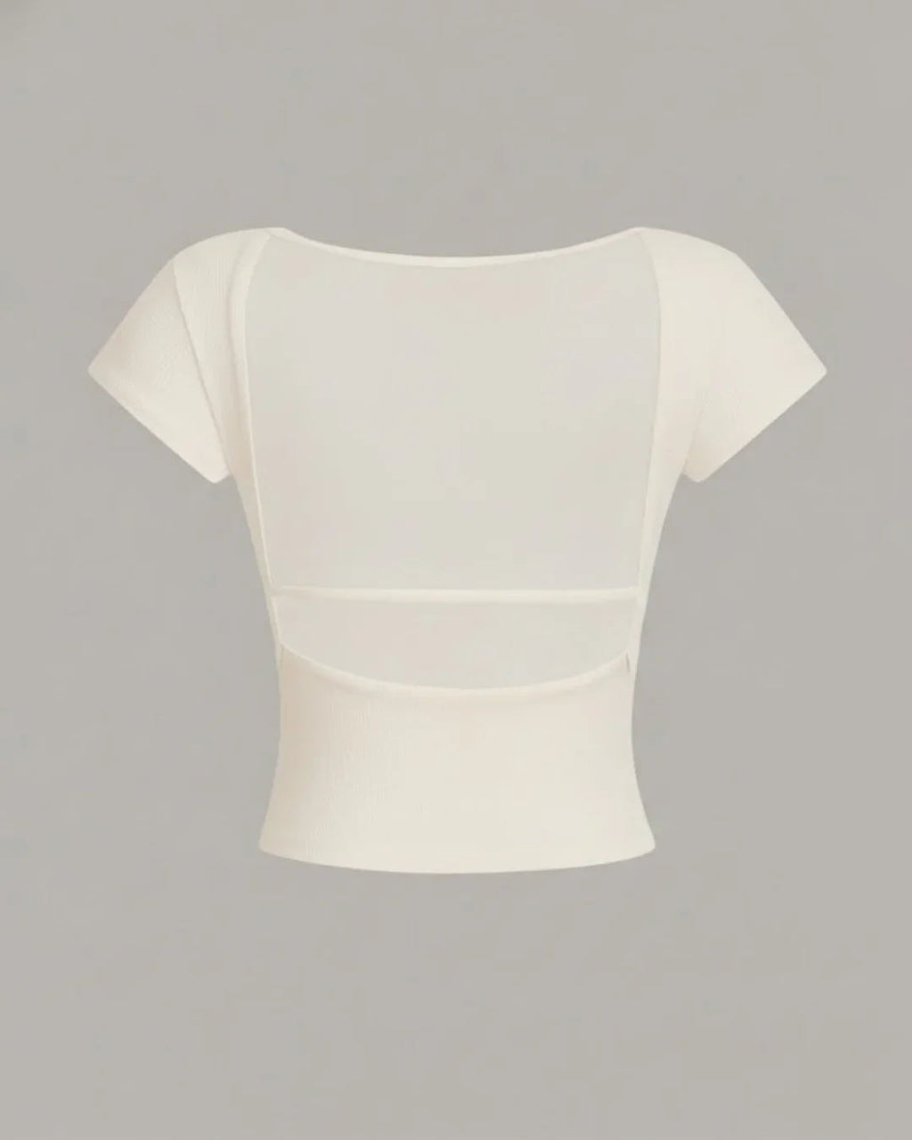Minimalist Backless Short Sleeve Crop Top in Milky White