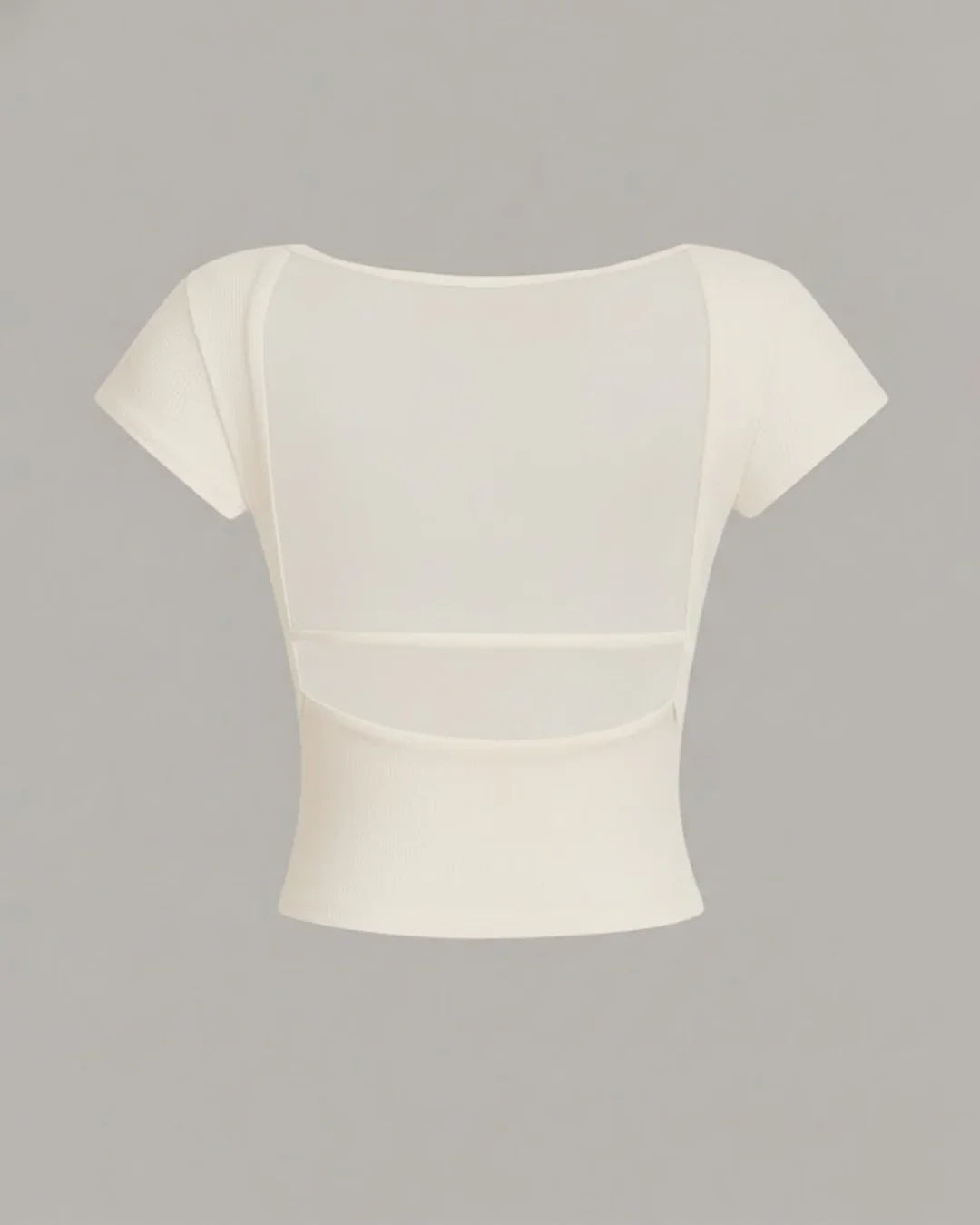 Minimalist Backless Short Sleeve Crop Top in Milky White