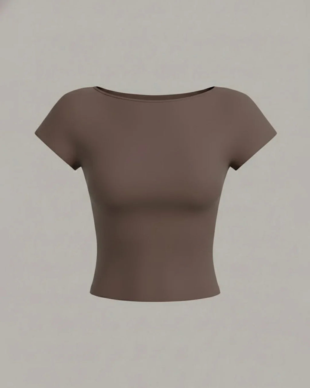 Minimalist Backless Short Sleeve Crop Top in Coca