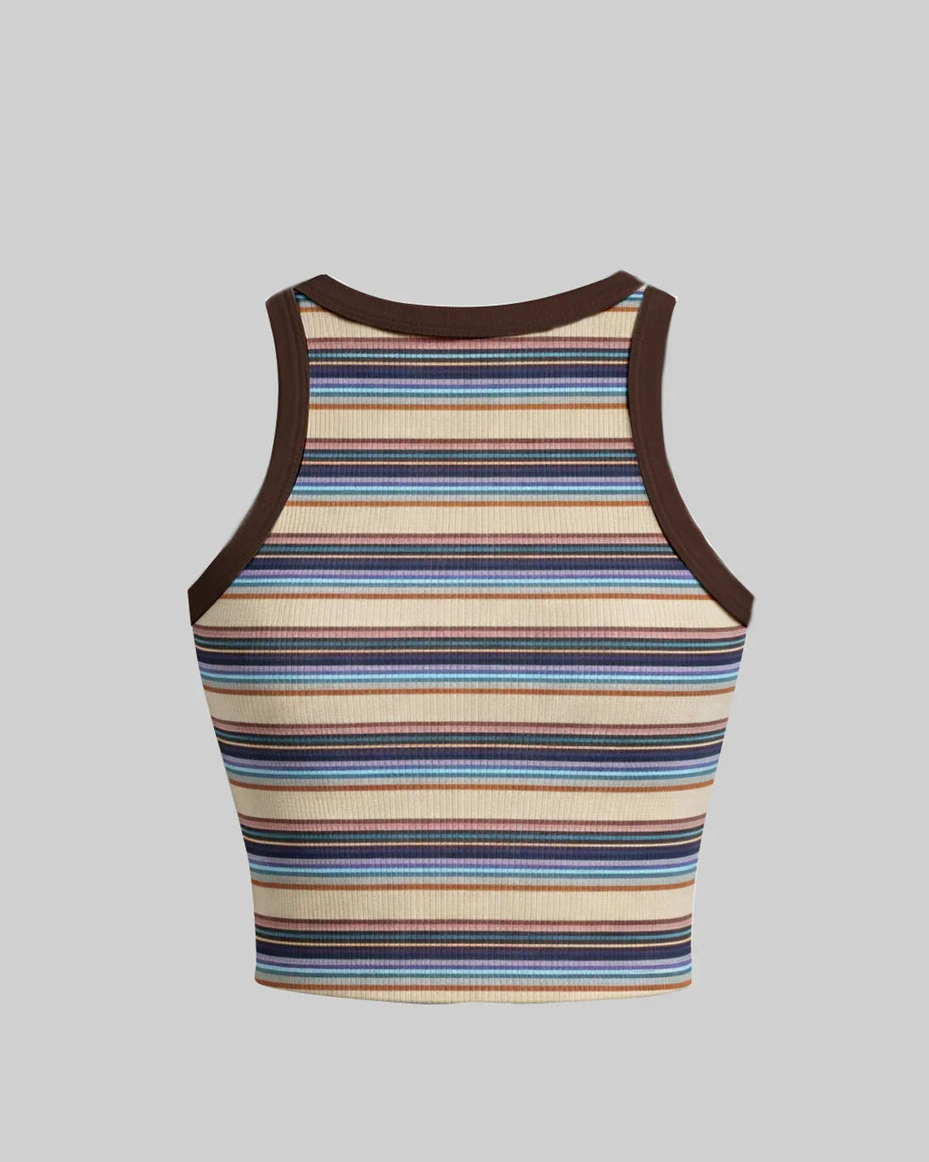 Round Neck Striped Pattern Sleeveless Tank Top