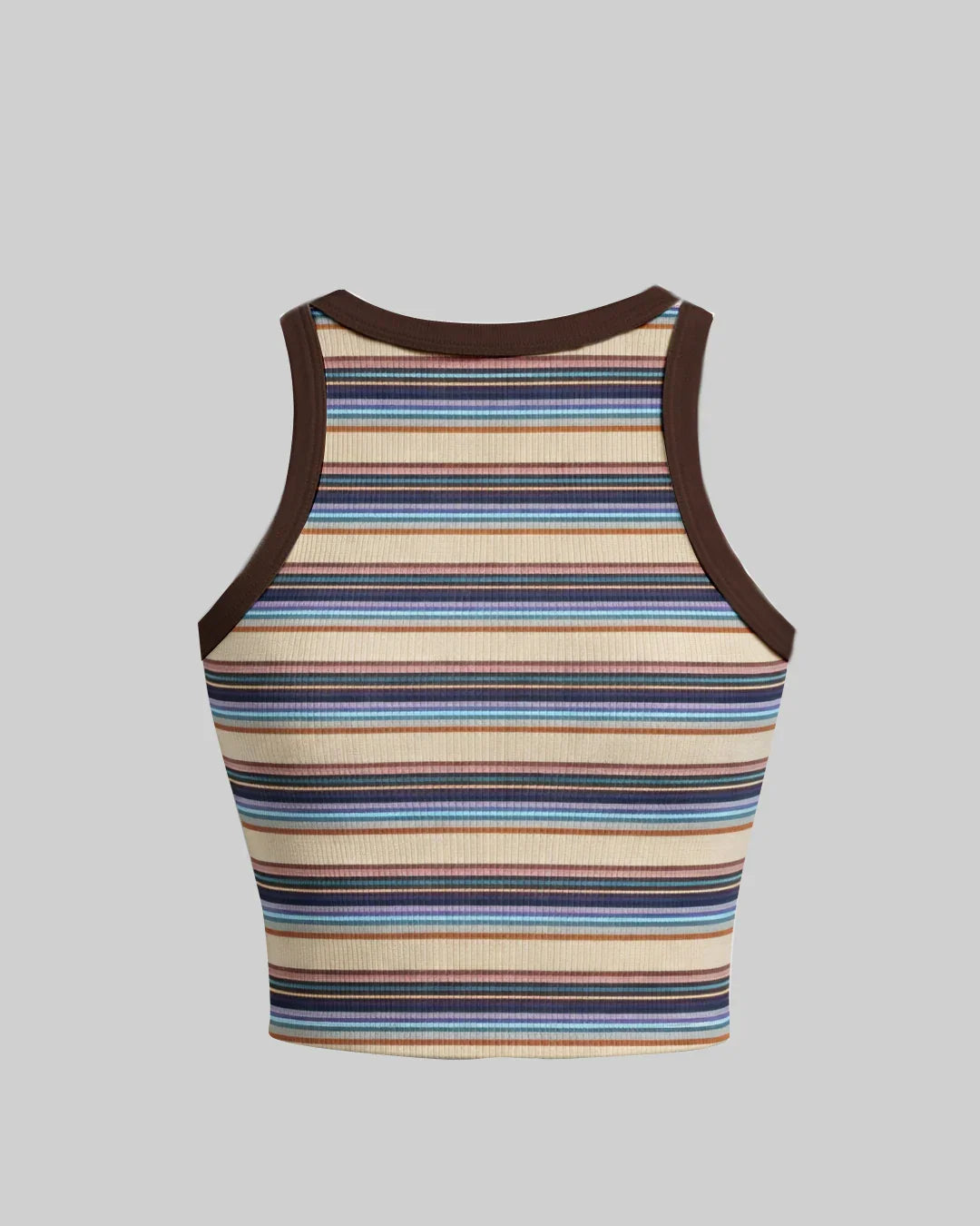 Round Neck Striped Pattern Sleeveless Tank Top