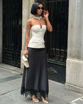 Set of 2 - Strapless Top and Polka Dots Long Skirt