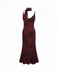 Jersey Cowl Neck Ruched Mermaid Maxi Dress With Scarf
