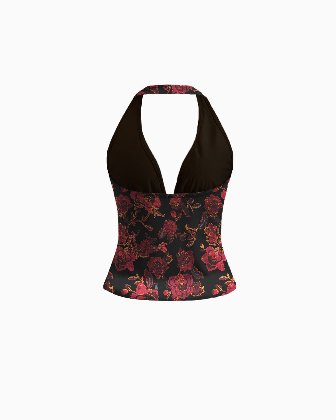 Halter Neckline Floral Knotted Tank Top