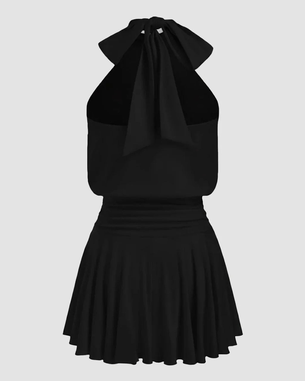 Stand Collar Sleeveless A-Line Mini Dress in Black