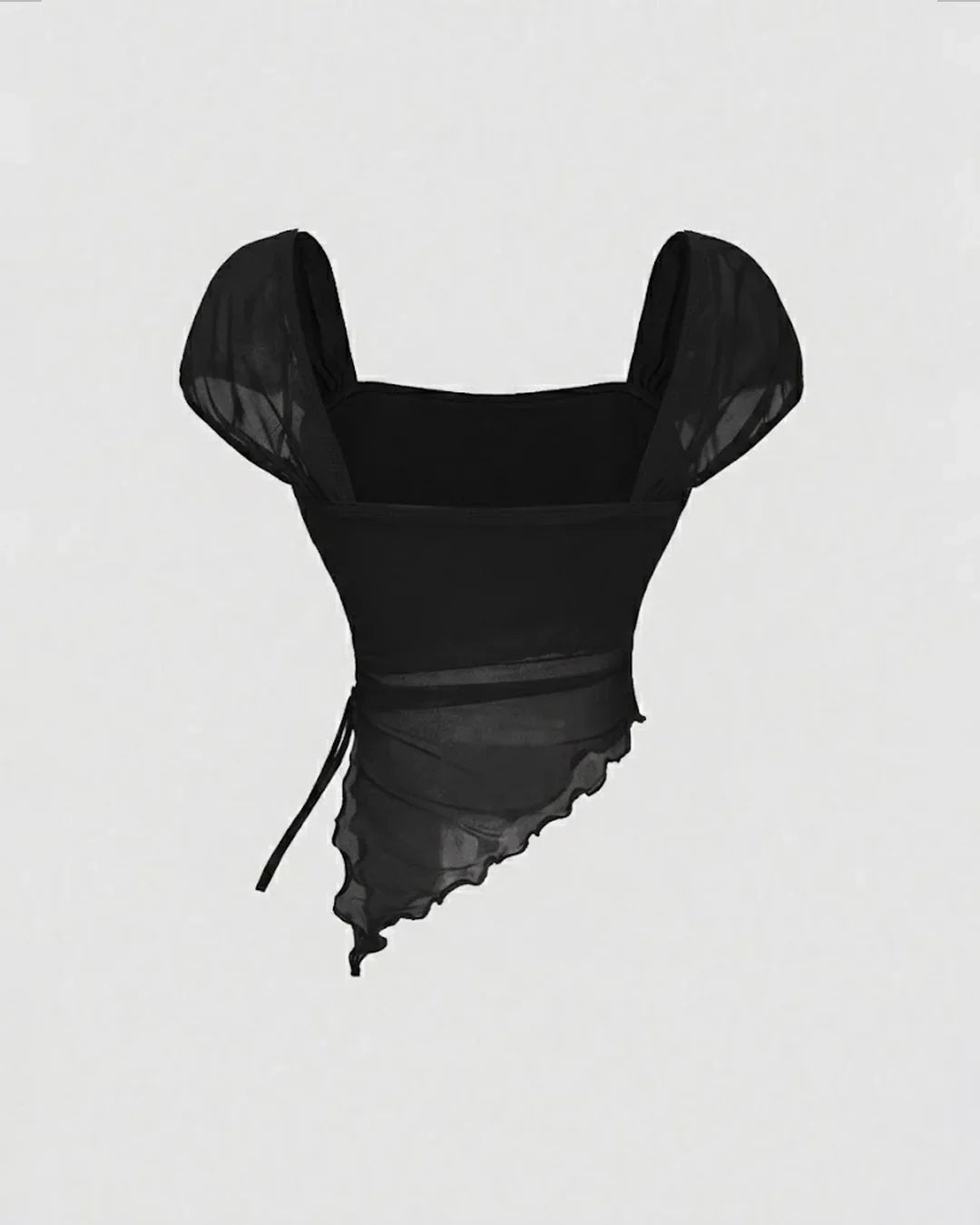 Tie Front Asymmetrical Hem Sleeveless Top in Black