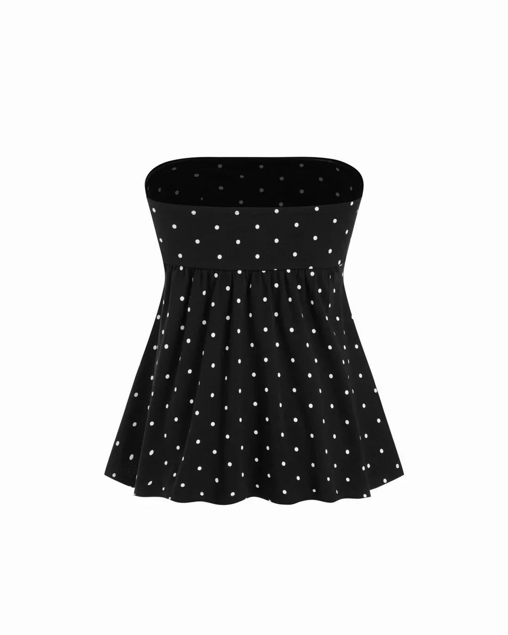 Strapless Polka Dot Bow Belt Bandeau Top