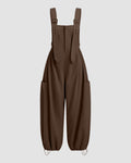 Square Neck Drawstring Wide Leg Jumpsuit in Brown