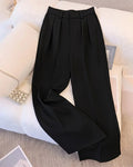 High-Waisted Wide-Leg Tailored Trousers in Black
