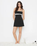 Polka Dot Square-neckline Lace Patched Mini Dress