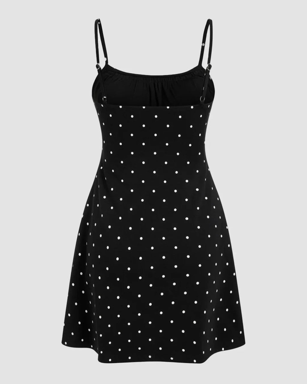 Polka Dot Square-neckline Lace Patched Mini Dress