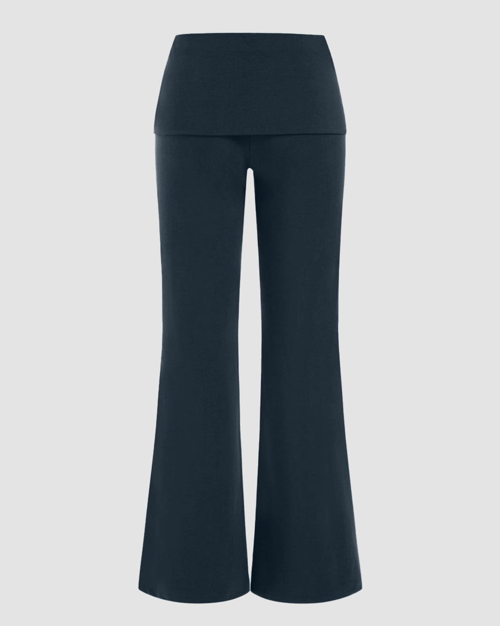 Low Rise Flared Trousers in Navy Blue