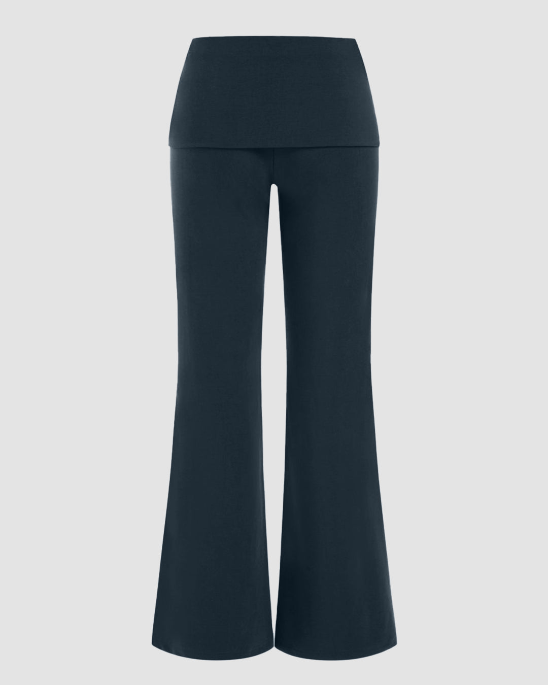 Low Rise Flared Trousers in Navy Blue