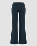 Low Rise Flared Trousers in Navy Blue