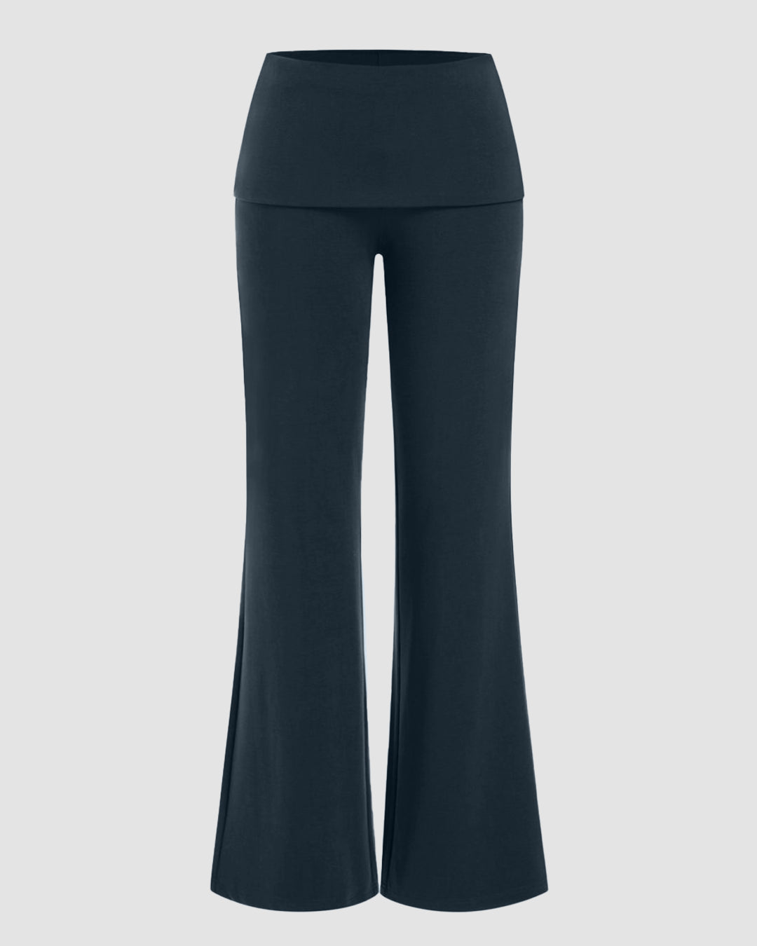 Low Rise Flared Trousers in Navy Blue