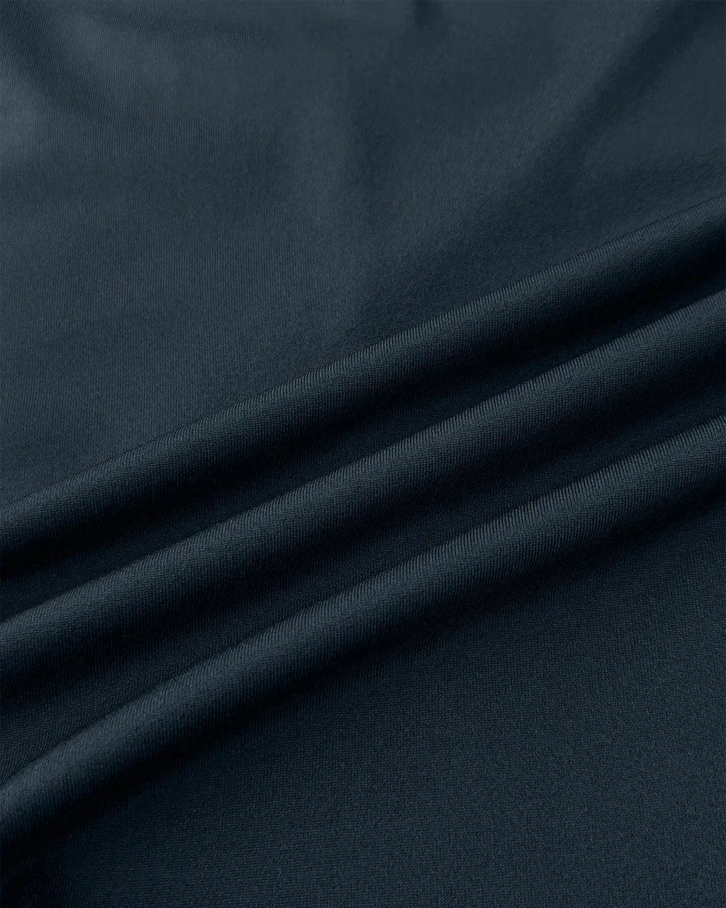 Knit Ruched Lace Trim Fitted Long Sleeve Top in Navy Blue