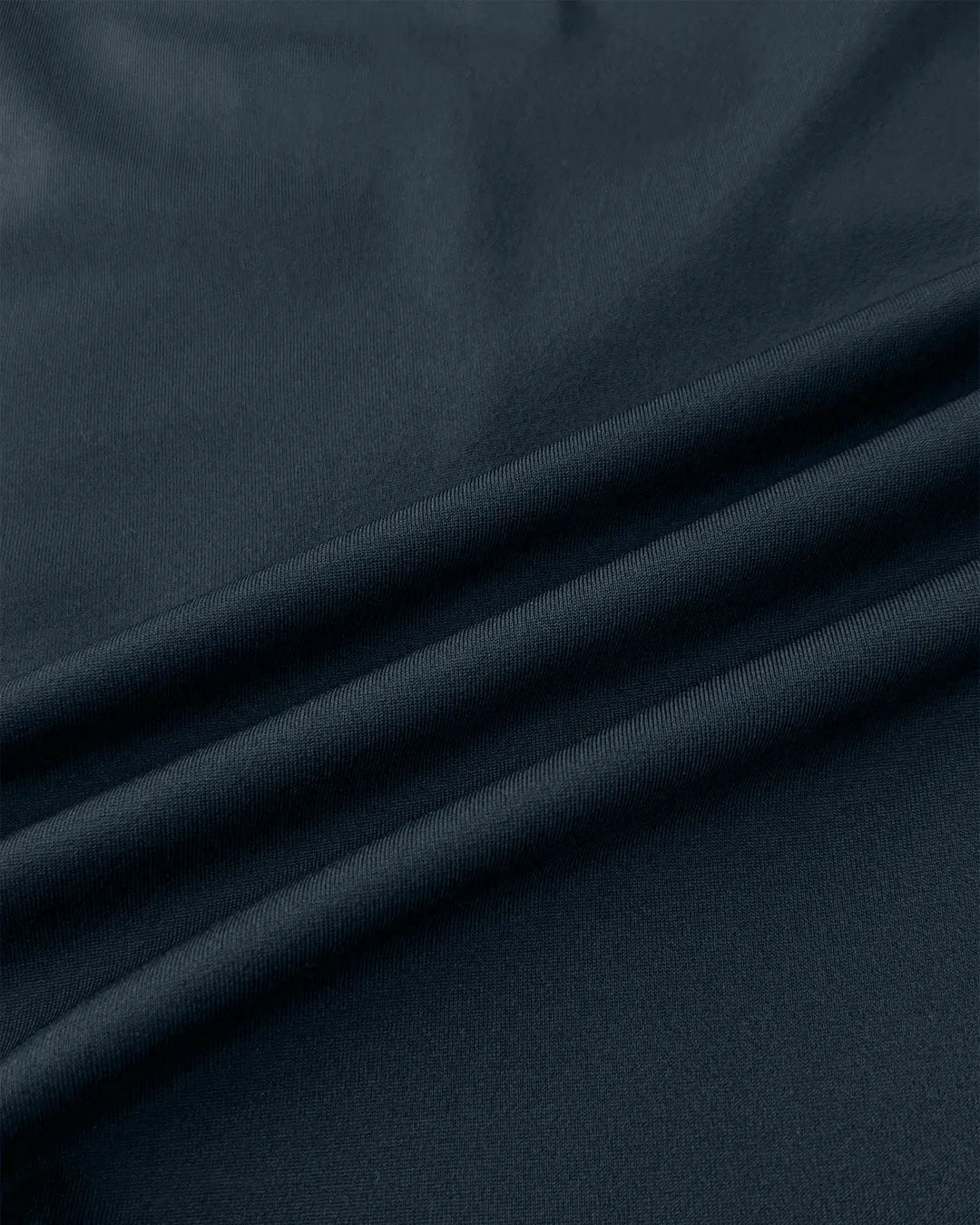 Knit Ruched Lace Trim Fitted Long Sleeve Top in Navy Blue