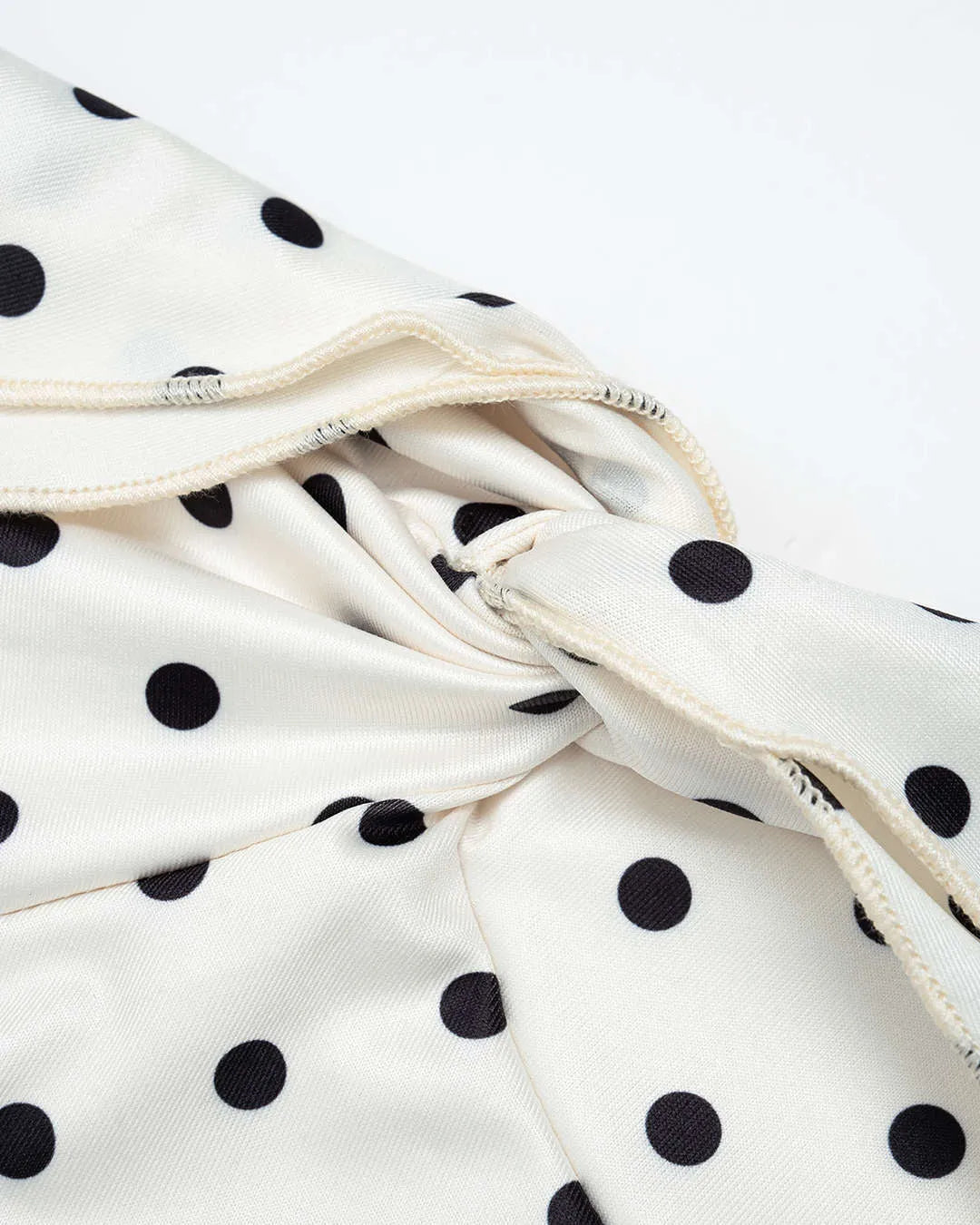 Polka Dots Print Ruched Off Shoulder Top And Tie-Up Skirt Set