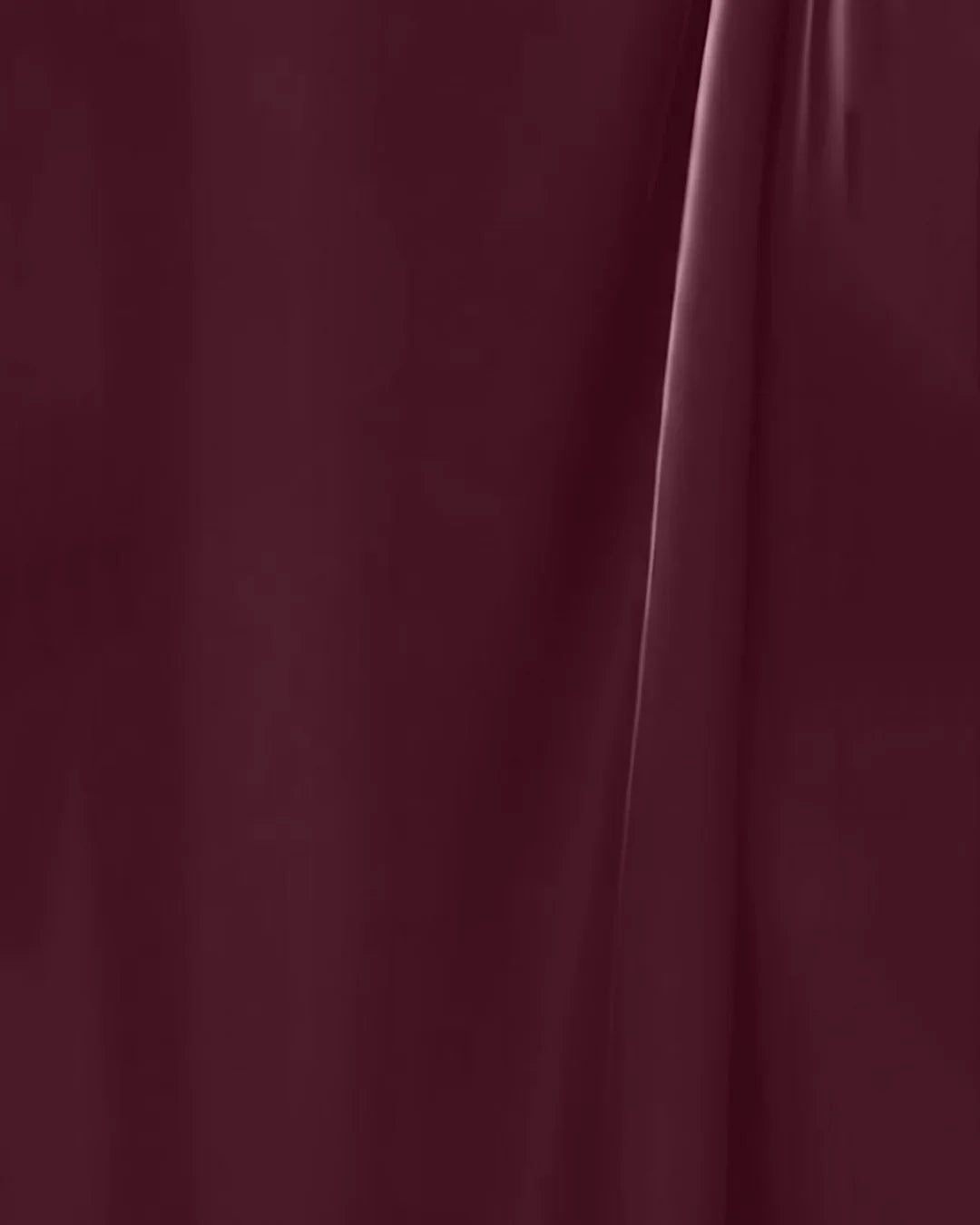 V-Neck Flared Hem Short Sleeve Frilled Waist Midi Satin Dress in Maroon