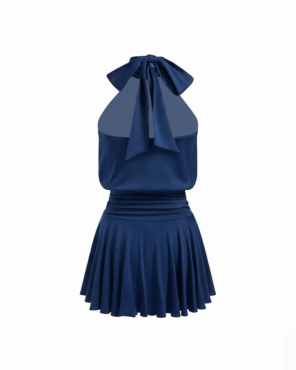 Stand Collar Sleeveless A-Line Mini Dress in Blue