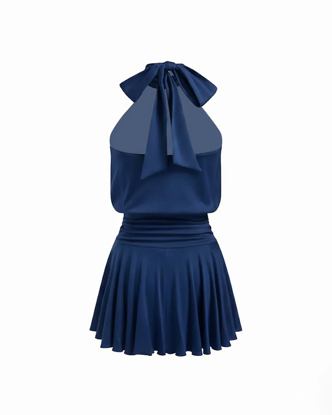 Stand Collar Sleeveless A-Line Mini Dress in Blue