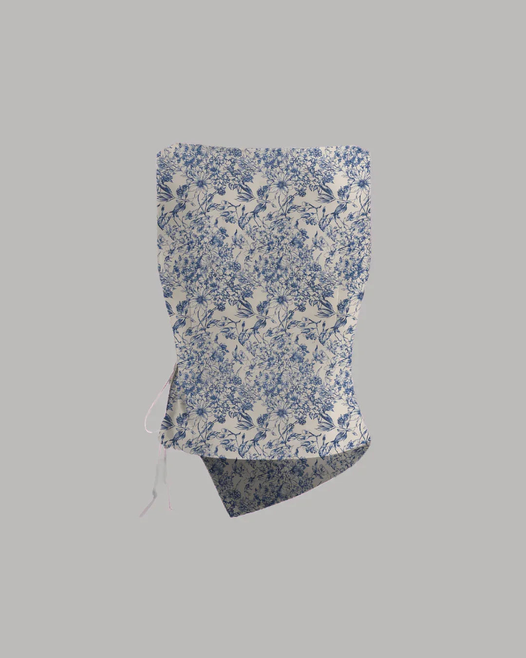 Boat Neck Asymmetrical Hem Floral Sleeveless Top in Blue