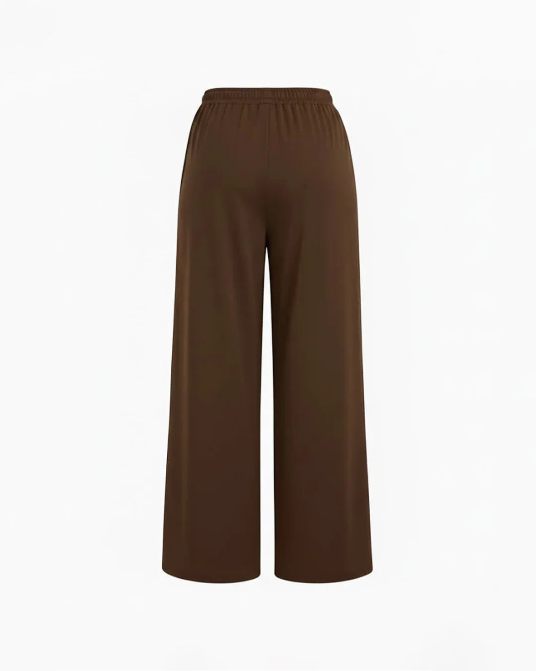 Mid Rise Drawstring Straight Leg Trousers in Coco Brown