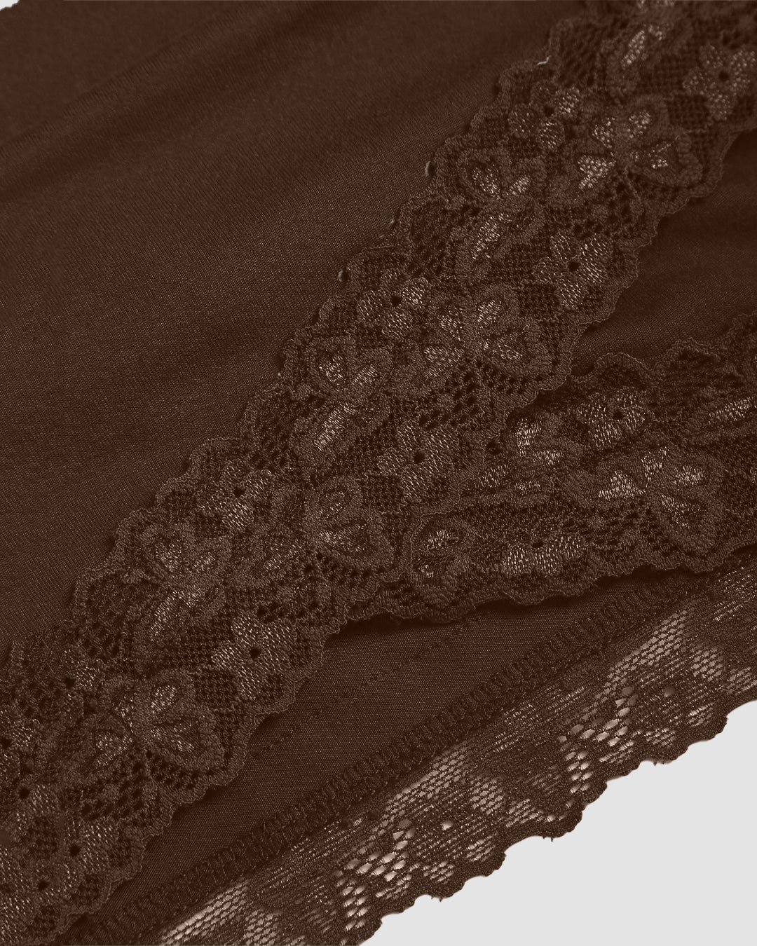 V-Neck Bell Sleeve Lace Trim Side Knot Top in Brown