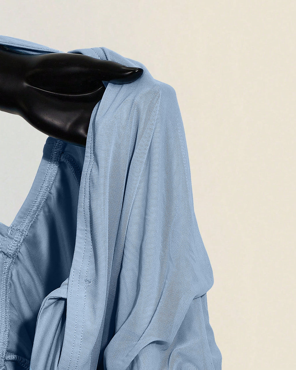 Ruffle Hem Square Neck Mini Fitted Dress in Dusty Blue