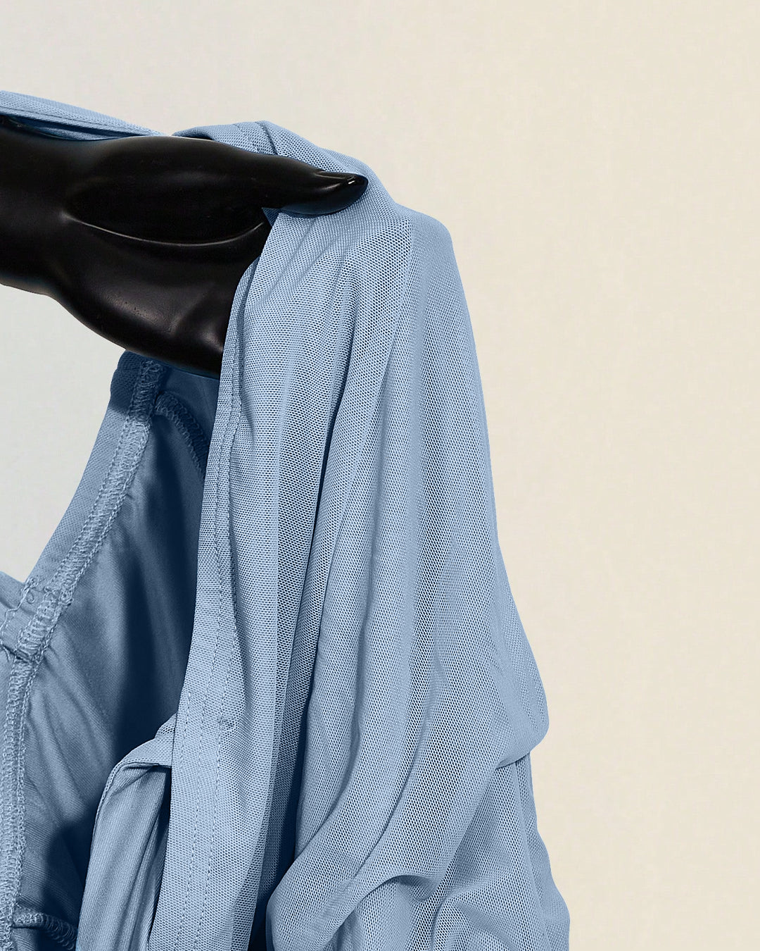 Ruffle Hem Square Neck Mini Fitted Dress in Dusty Blue