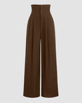 Solid Color Stylish Casual Long Pants in Brown