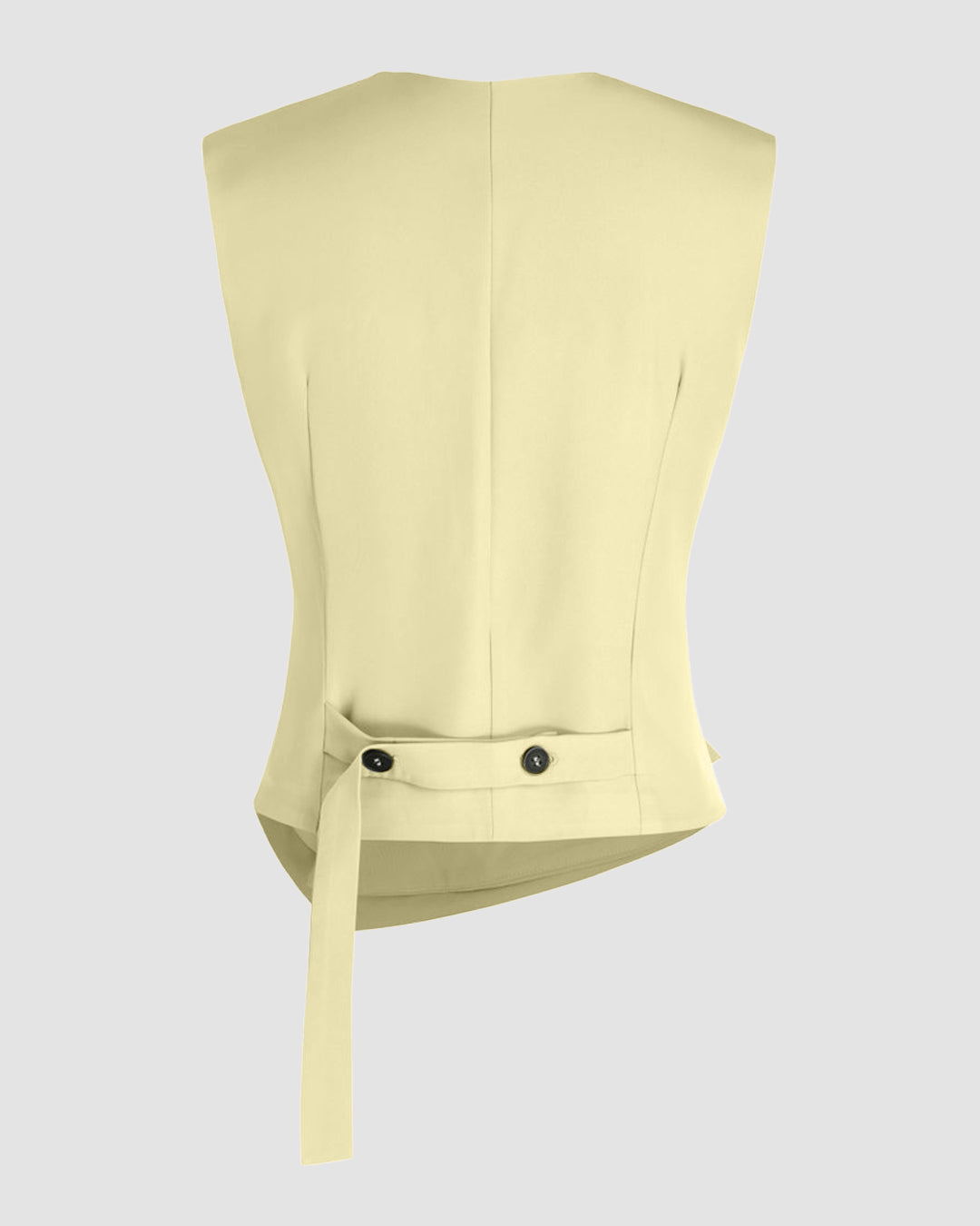 V-Neck Asymmetrical Belted Waistcoat in Yellow
