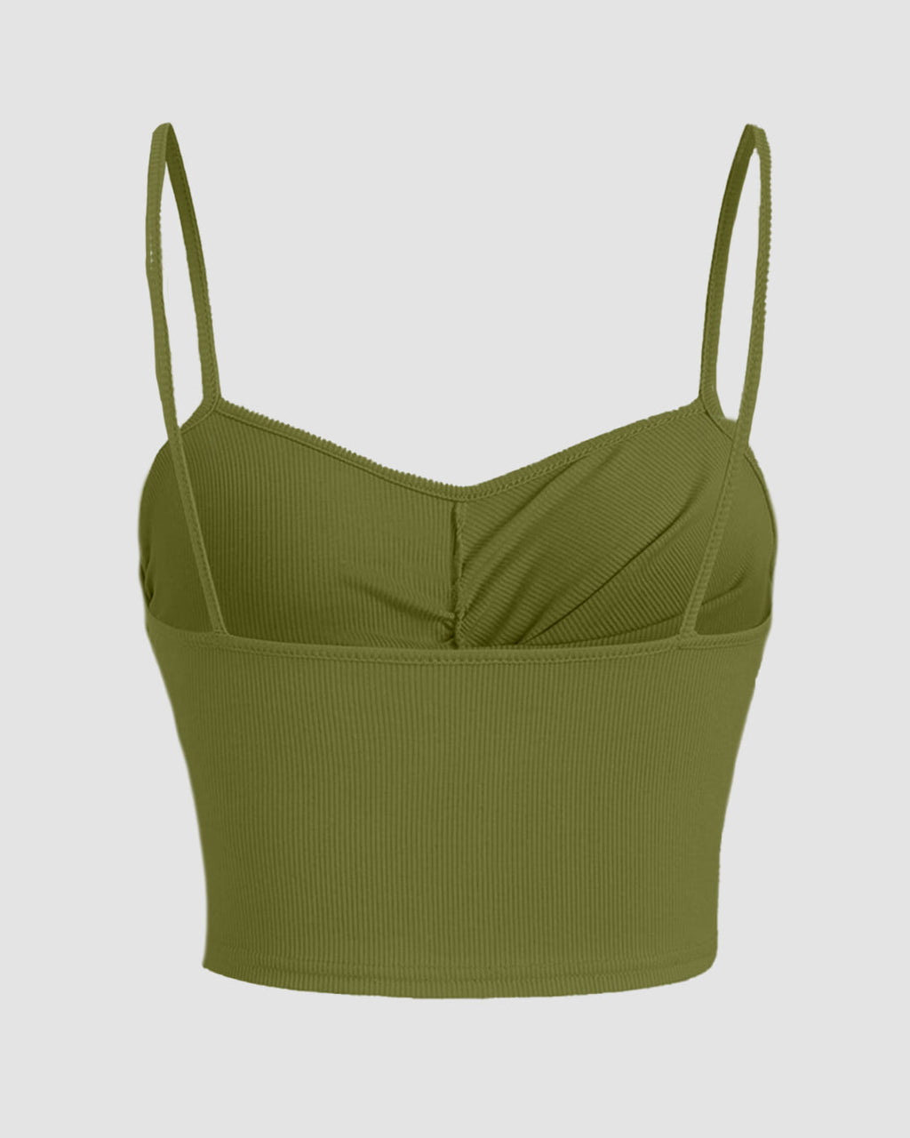 Lace Splicing Wrapped Cross Neck Camisole Top in Avocado Green