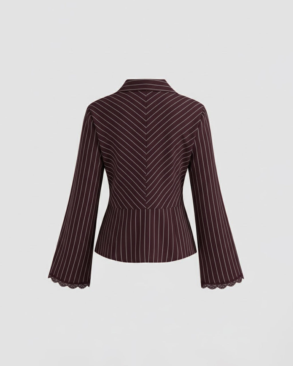 Vintage Style Striped Pinstripe Peplum Top in Wine